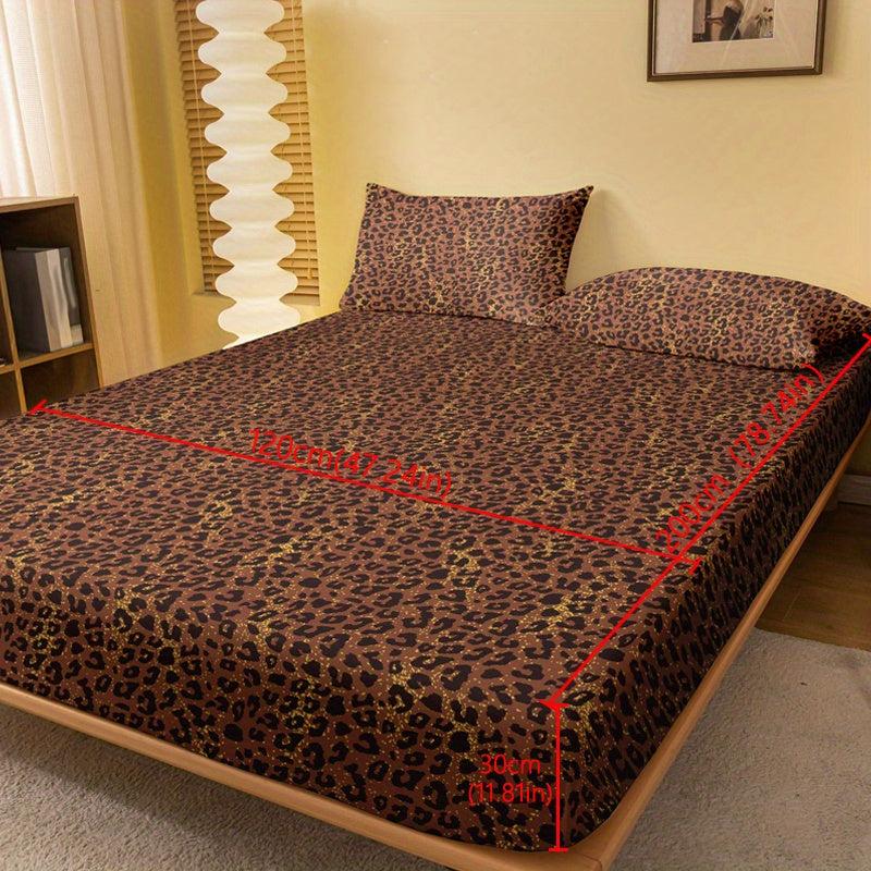 Leopard Pattern Printed Fitted Sheet Soft Comfortable Breathable Bedding