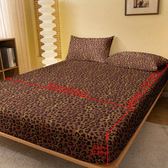 Leopard Pattern Printed Fitted Sheet Soft Comfortable Breathable Bedding