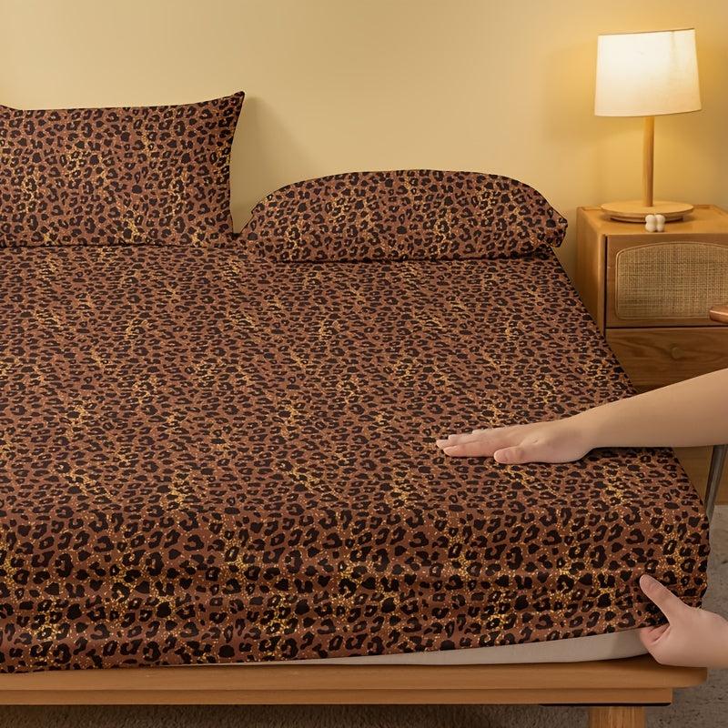 Leopard Pattern Printed Fitted Sheet Soft Comfortable Breathable Bedding