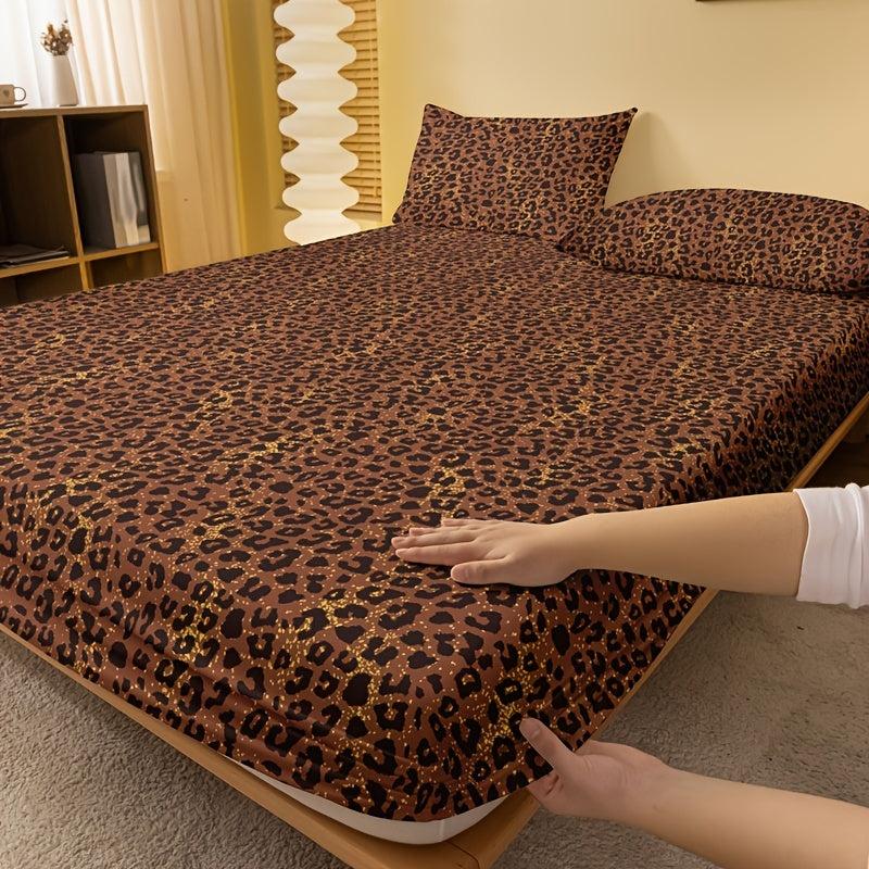 Leopard Pattern Printed Fitted Sheet Soft Comfortable Breathable Bedding
