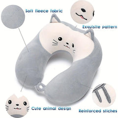 Animal U Shaped Memory Foam Neck Pillow Set with Eye Mask - Travel Kit