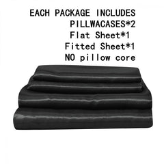 4pcs Soft Satin Fitted Sheet Set All Seasons Bedroom Guest Hotel Decor