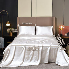 4pcs Soft Satin Fitted Sheet Set All Seasons Bedroom Guest Hotel Decor