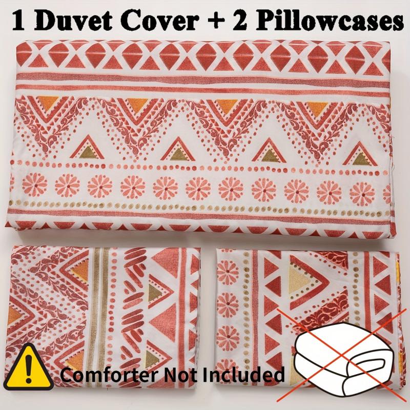 Ethnic Pattern Bedding Set Multicolor Duvet Cover Pillowcases Soft