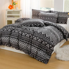 Ethnic Pattern Bedding Set Multicolor Duvet Cover Pillowcases Soft