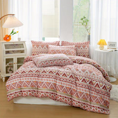 Ethnic Pattern Bedding Set Multicolor Duvet Cover Pillowcases Soft