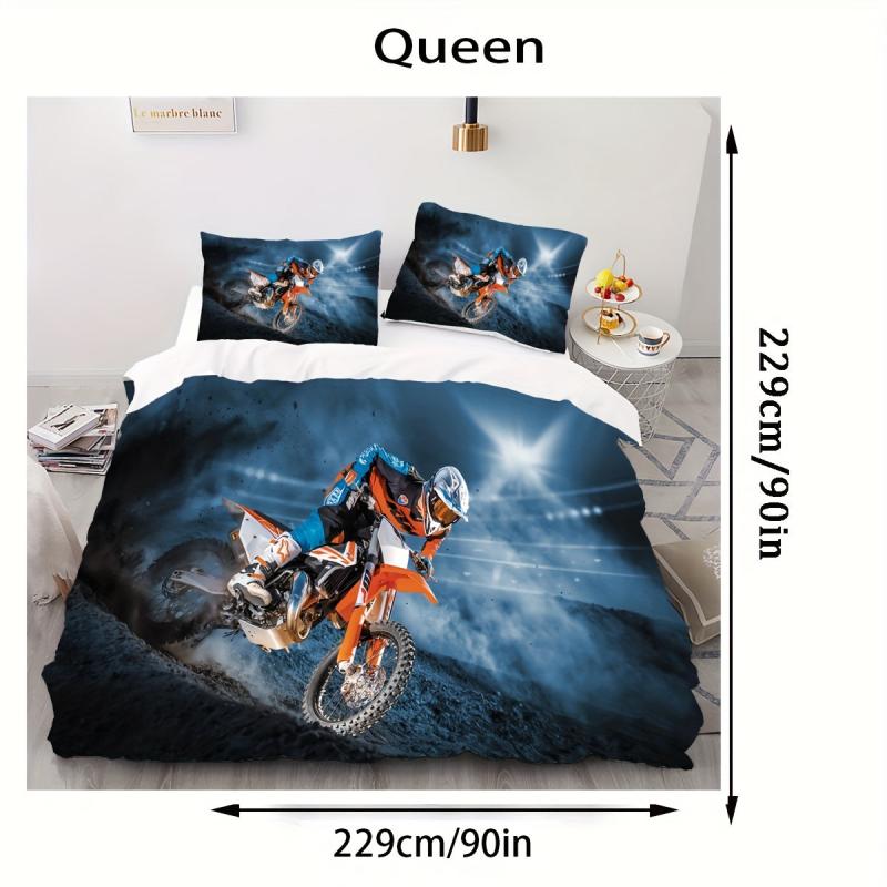 3pcs Off Road Vehicle Duvet Cover Set Motorcycle Extreme Sports Bedding Set