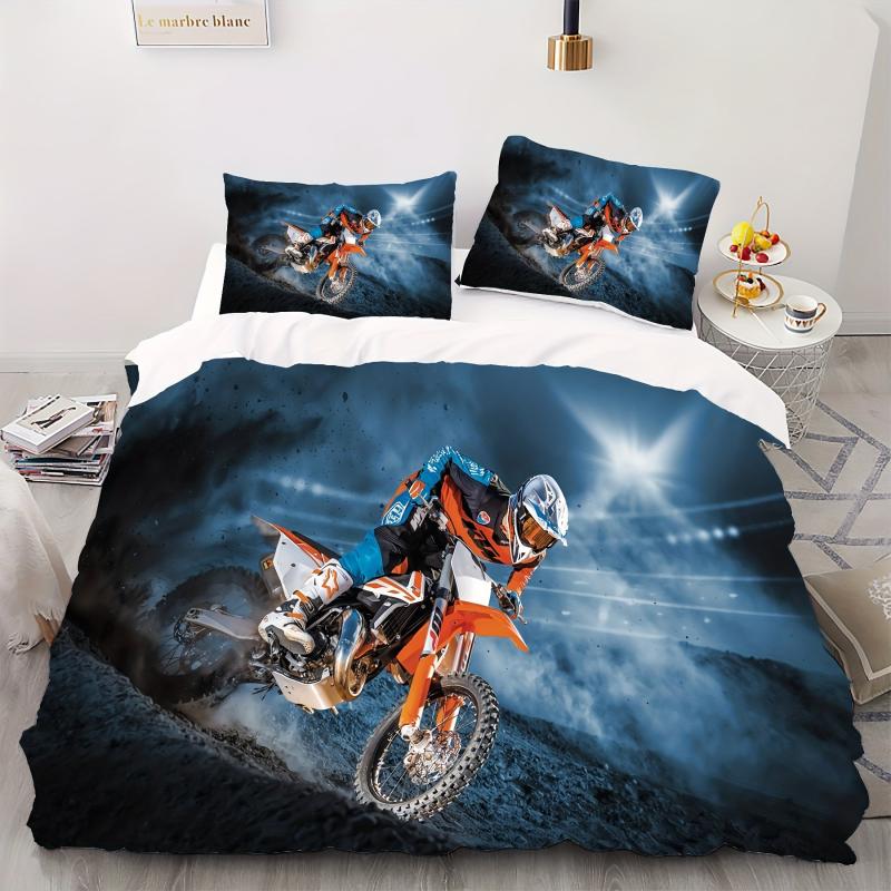 3pcs Off Road Vehicle Duvet Cover Set Motorcycle Extreme Sports Bedding Set