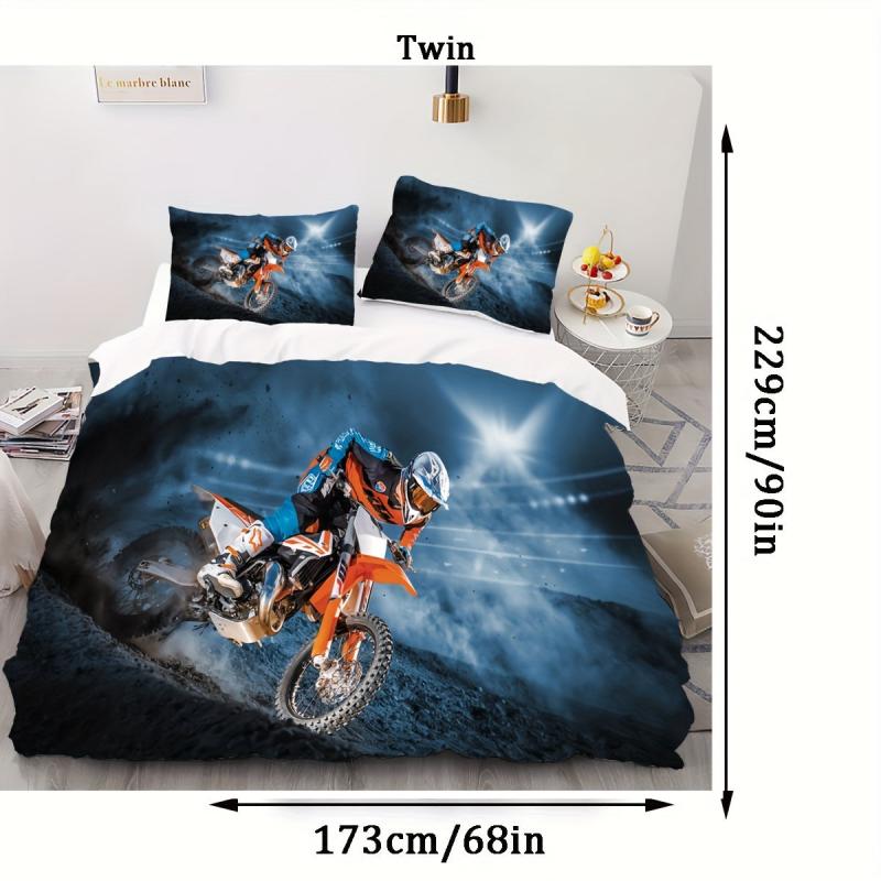 3pcs Off Road Vehicle Duvet Cover Set Motorcycle Extreme Sports Bedding Set