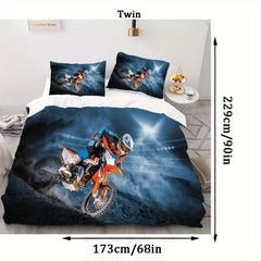 3pcs Off Road Vehicle Duvet Cover Set Motorcycle Extreme Sports Bedding Set
