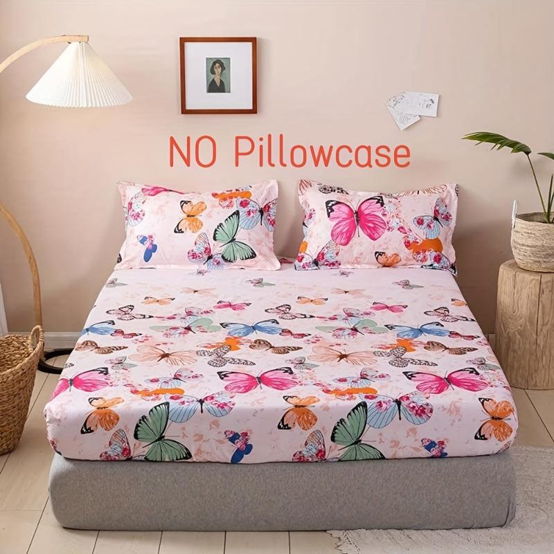Butterfly Print Microfiber Fitted Sheet Deep Pocket for Bedroom and Guest Room