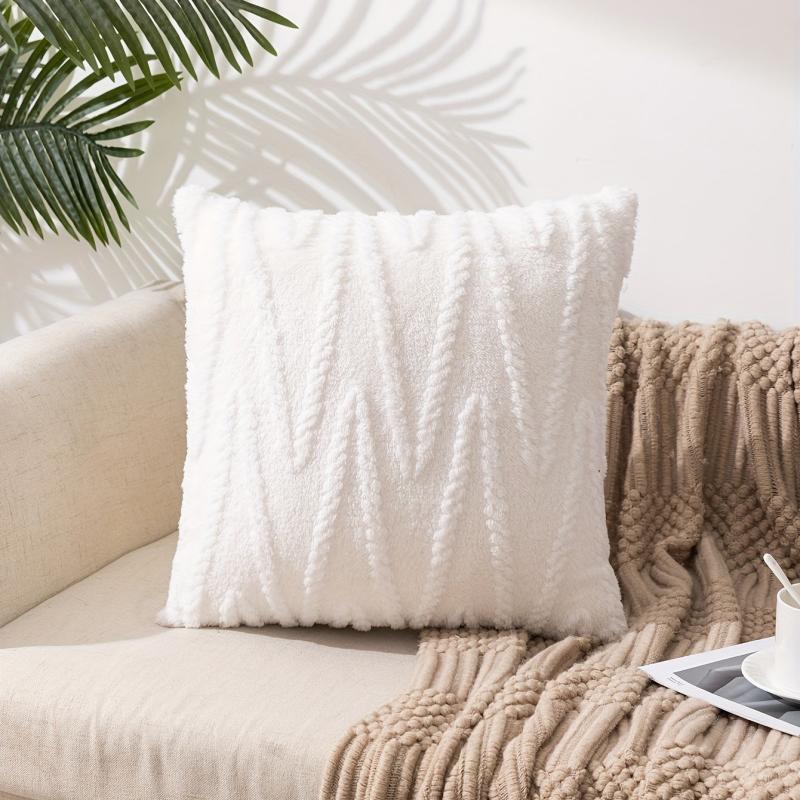 Velvet Striped Square Cushion Cover Printed Pillowcase Home Decor