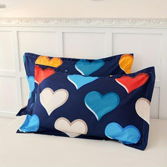 Colorful Love Print Duvet Cover Set, Soft Bedding Gift, 3pcs