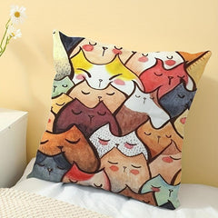 Cartoon Kitten Square Cushion Cover - Home Decor Pillowcase