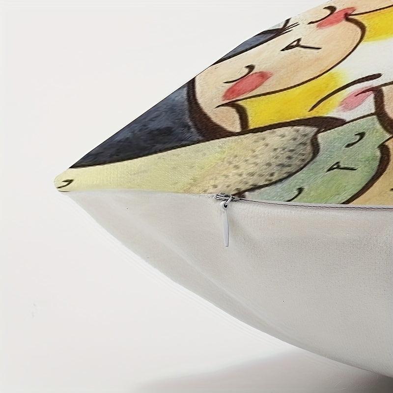 Cartoon Kitten Square Cushion Cover - Home Decor Pillowcase