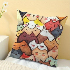 Cartoon Kitten Square Cushion Cover - Home Decor Pillowcase