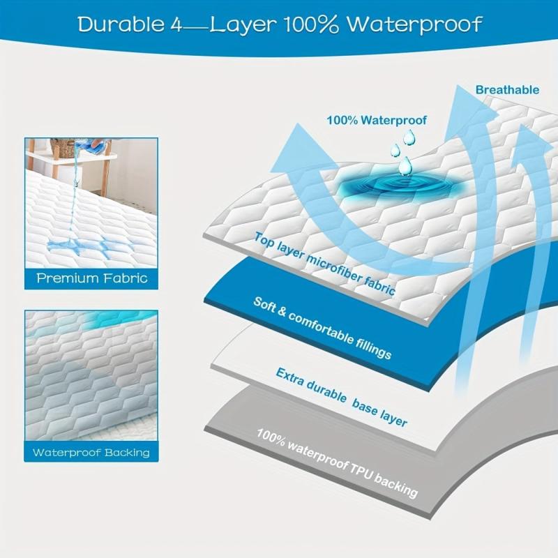 Waterproof Mattress Protector Quilted Fitted Pad Deep Pocket