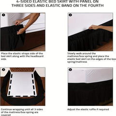 1pc Soild Bed Skirt Elastic Adjustable Bedroom Living Room Decor