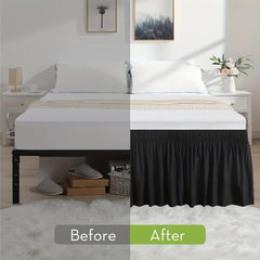 1pc Soild Bed Skirt Elastic Adjustable Bedroom Living Room Decor
