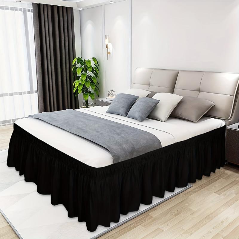 1pc Soild Bed Skirt Elastic Adjustable Bedroom Living Room Decor