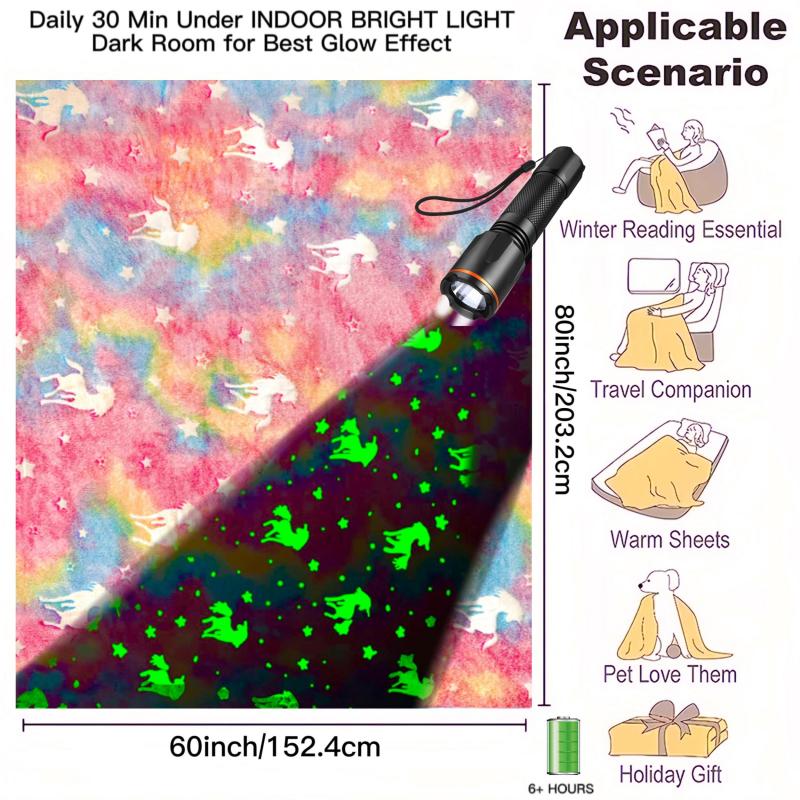 Rainbow Unicorn Glow Blanket Kids Birthday Gift