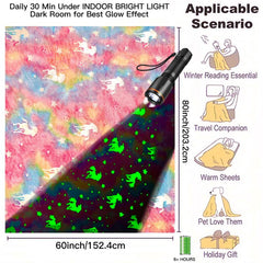 Rainbow Unicorn Glow Blanket Kids Birthday Gift