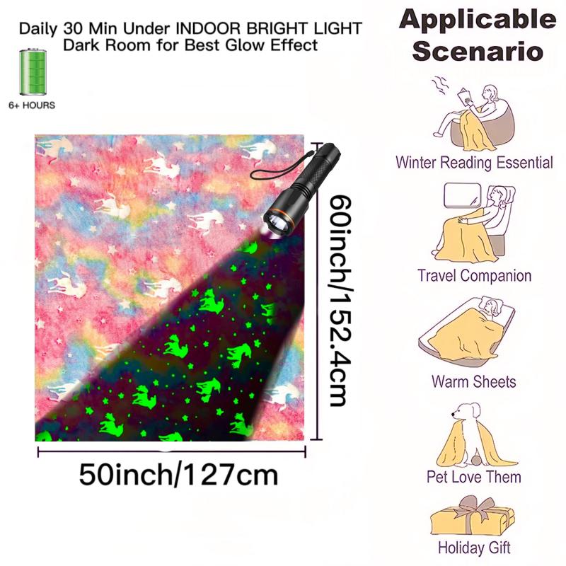 Rainbow Unicorn Glow Blanket Kids Birthday Gift