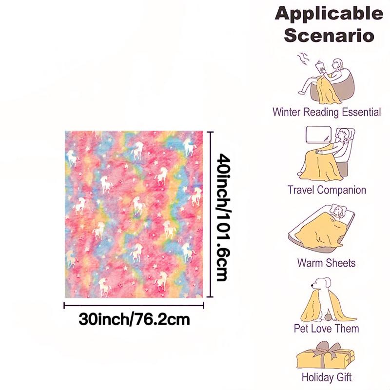 Rainbow Unicorn Glow Blanket Kids Birthday Gift