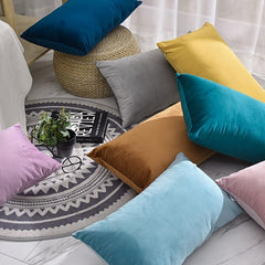 1pc Velvet Cushion Cover Solid Throw Pillow Case For Sofa Car Decor