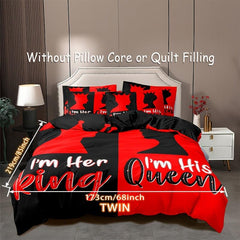 3pcs Personality Slogan Crown Duvet Cover Set