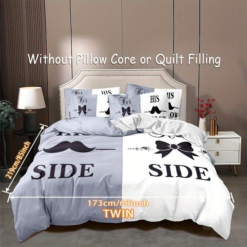 3pcs Personality Slogan Crown Duvet Cover Set