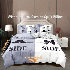 3pcs Personality Slogan Crown Duvet Cover Set