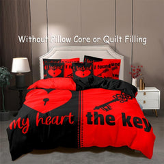 3pcs Personality Slogan Crown Duvet Cover Set