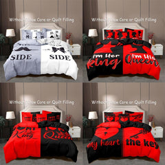 3pcs Personality Slogan Crown Duvet Cover Set