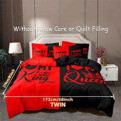 3pcs Personality Slogan Crown Duvet Cover Set