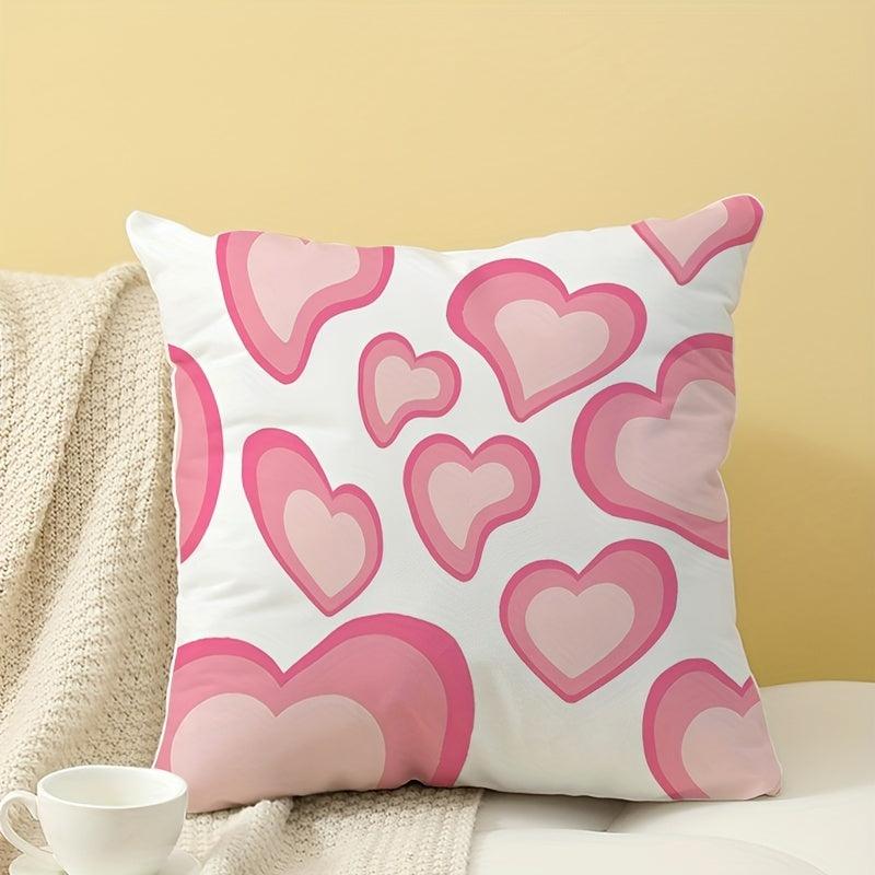 1pc Pink Love Soft Printed Pillowcase for Home Decoration