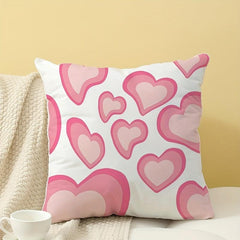 1pc Pink Love Soft Printed Pillowcase for Home Decoration