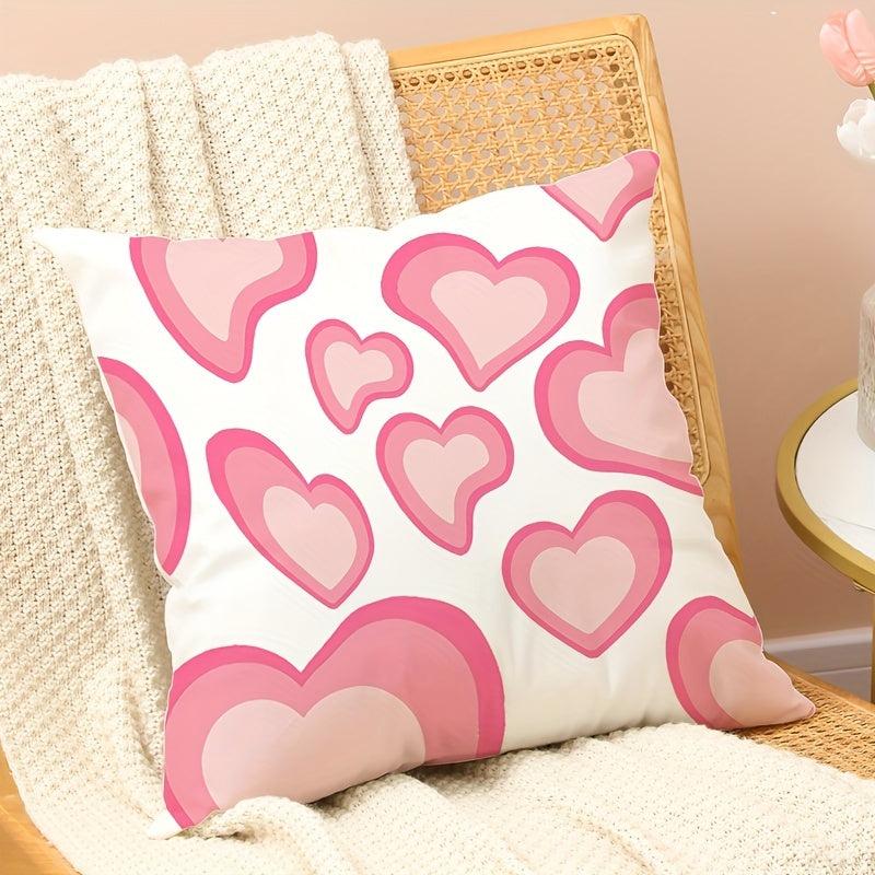 1pc Pink Love Soft Printed Pillowcase for Home Decoration