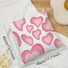 1pc Pink Love Soft Printed Pillowcase for Home Decoration