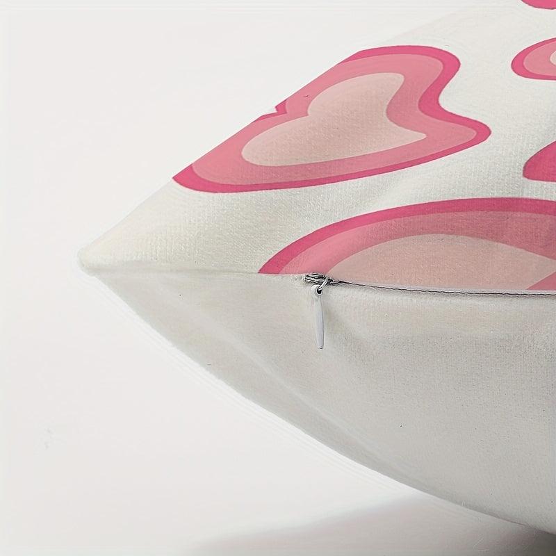 1pc Pink Love Soft Printed Pillowcase for Home Decoration