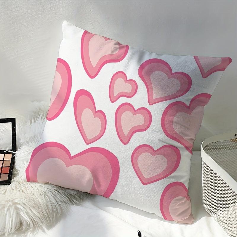 1pc Pink Love Soft Printed Pillowcase for Home Decoration