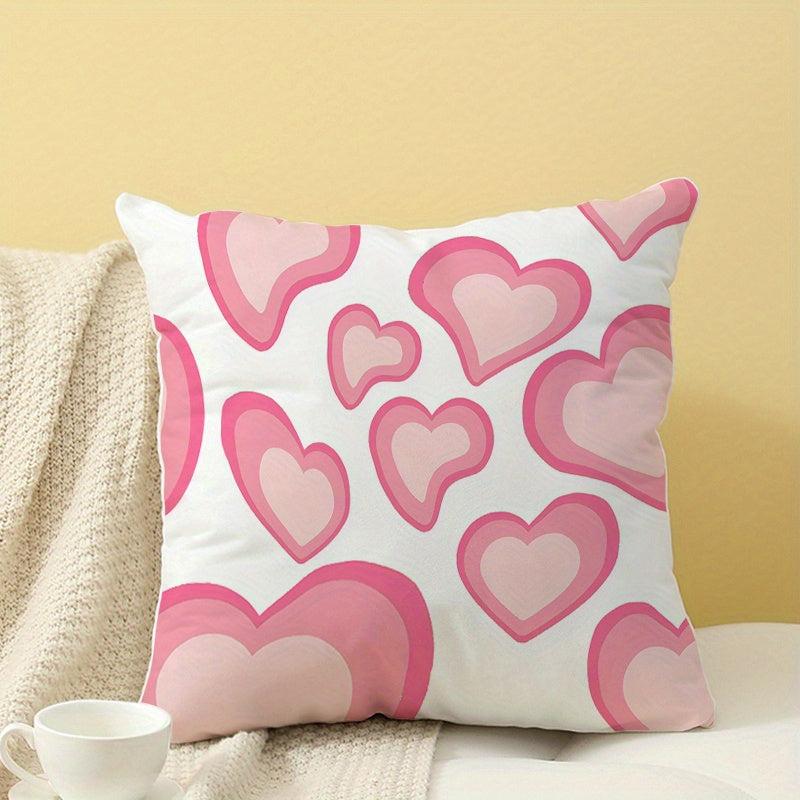 1pc Pink Love Soft Printed Pillowcase for Home Decoration