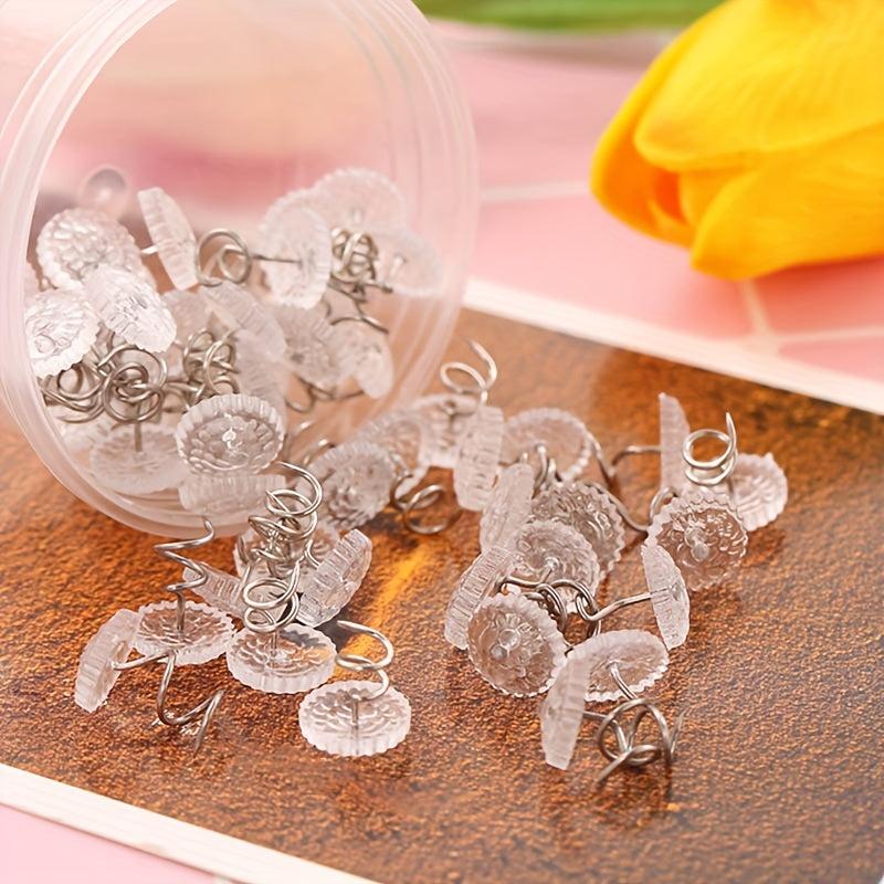 50pcs Clear Head Twisting Nails Slipcovers Fixer Anti-slip Safety
