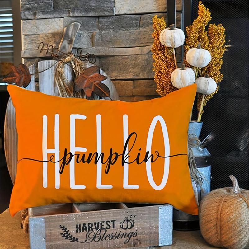 Orange Pink Pillowcase Farmhouse Yellow Waist Pillow Case Decorative Sofa Cushio