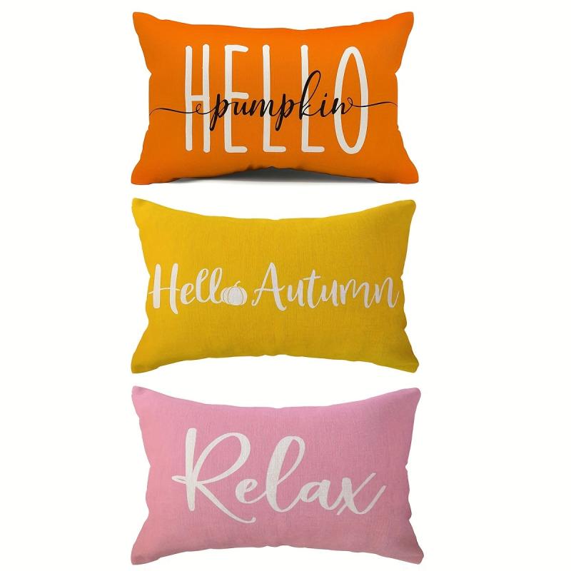 Orange Pink Pillowcase Farmhouse Yellow Waist Pillow Case Decorative Sofa Cushio