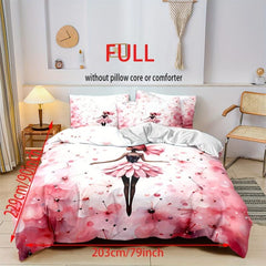 Ballet Girl Print Duvet Cover Set - Soft Comfortable Bedding for Bedroom Decor