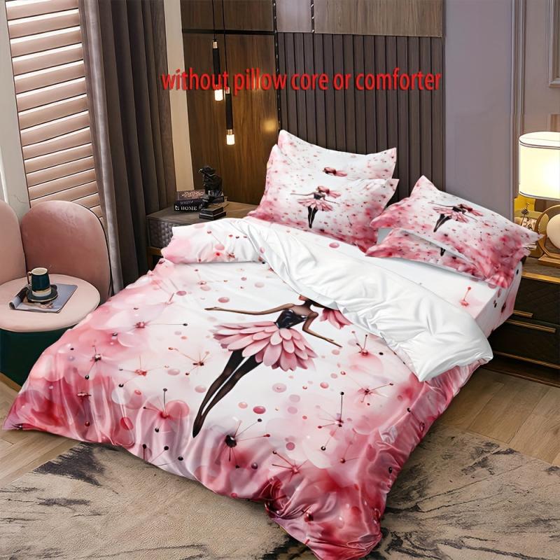 Ballet Girl Print Duvet Cover Set - Soft Comfortable Bedding for Bedroom Decor