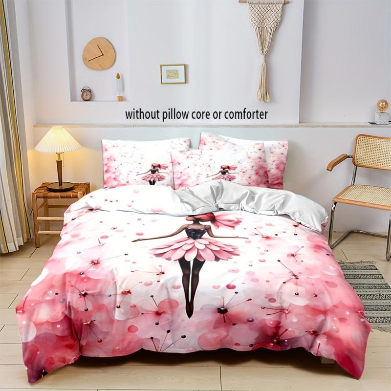 Ballet Girl Print Duvet Cover Set - Soft Comfortable Bedding for Bedroom Decor