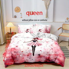 Ballet Girl Print Duvet Cover Set - Soft Comfortable Bedding for Bedroom Decor
