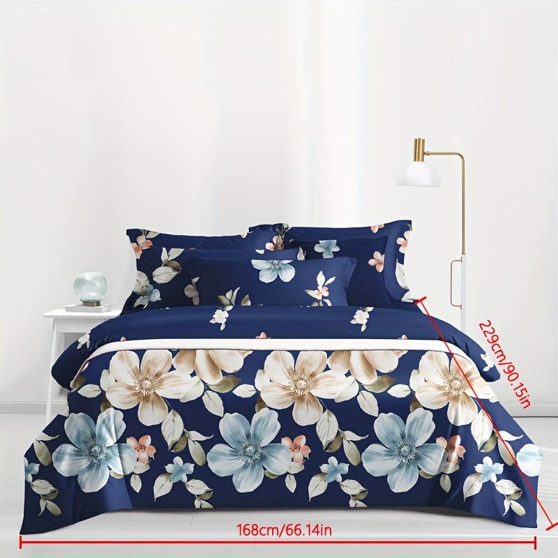 Brushed Floral Print Duvet Cover Soft Comfortable for Bedroom Guest Room
